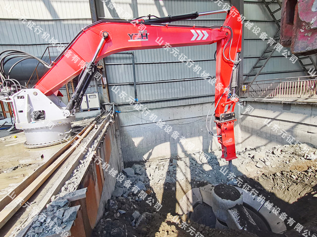 山東元征行智能液壓破碎固定式機(jī)械碎石臂