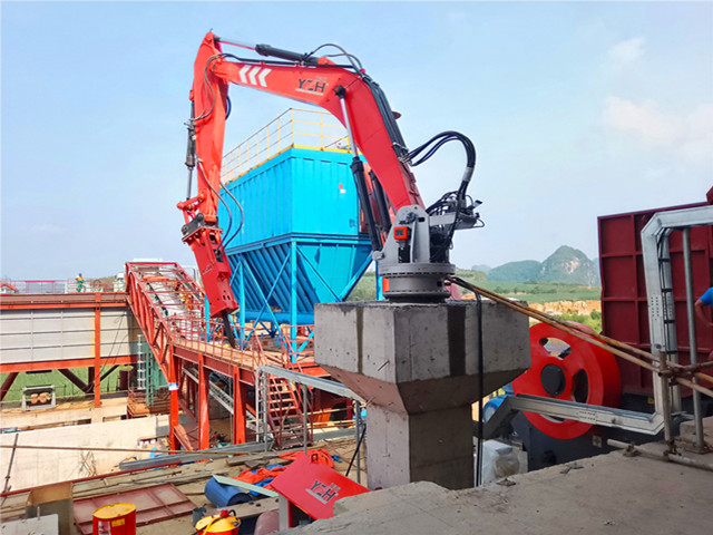 广西建材厂生产线安装固定式液压破碎机
